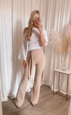 Best deal ???? Rag & Doll Emy Lace Off Shoulder Jumpsuit Nude & White ????