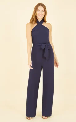 Wholesale ❤️ Mela London Mela Cross Over Halter Neck Jumpsuit In Navy ????