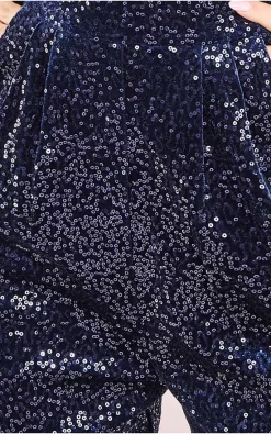Best deal ???? Goddiva Sequin & Velvet Corset Jumpsuit In Navy ???? -Jolie Moi shop unnamed file 1718
