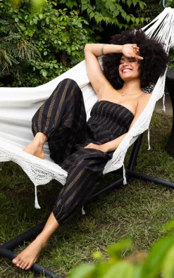 Wholesale ⌛ Likemary 2 In 1 Cotton Harem Pants & Bandeau Jumpsuit In Black And Gold Stripes Print ???? -Jolie Moi shop unnamed file 1978