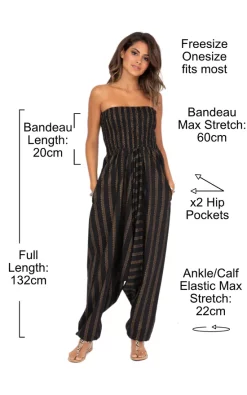 Wholesale ⌛ Likemary 2 In 1 Cotton Harem Pants & Bandeau Jumpsuit In Black And Gold Stripes Print ???? -Jolie Moi shop unnamed file 1979