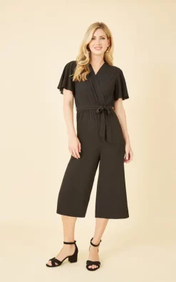 Wholesale ???? Mela London Mela Wrap Over Jumpsuit With Angel Sleeve In Black ????
