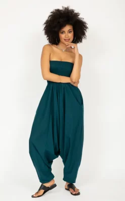 Best deal ???? Likemary 2 In 1 Cotton Maxi Harem Trouser Jumpsuit Teal ????