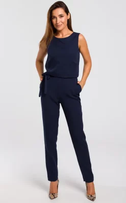 Wholesale ???? MOE Sleeveless Jumpsuit With Lace Back In Navy Blue ????