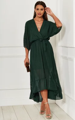 Cheapest ???? Bella And Blue Forest Green Plunge Maxi ???? Dress ????