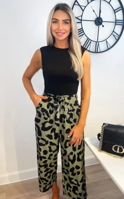 Budget ⌛ AX Paris Black And Khaki 2 In 1 Animal Print Jumpsuit ????