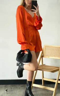 Best deal ⭐ Lola May Orange Satin Playsuit ????