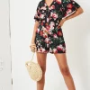 Wholesale ???? Love Frontrow Dhalia Floral Playsuit In Black ????