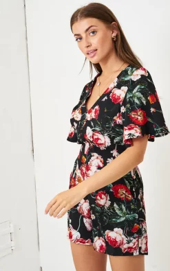 Wholesale ???? Love Frontrow Dhalia Floral Playsuit In Black ???? -Jolie Moi shop unnamed file 2862