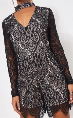 Discount ???? The Fashion Bible Romero Black Lace Choker Playsuit ???? -Jolie Moi shop unnamed file 2912