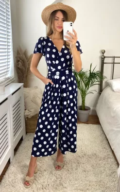 Buy ???? Jolie Moi Sandra Jumpsuit, Navy Spot ????