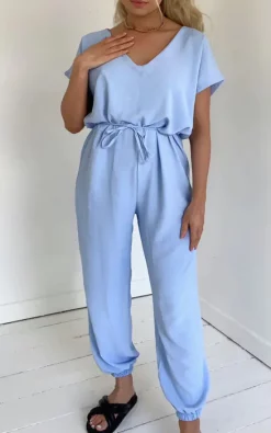 Best deal ???? GIGILAND UK Baby Blue V Neck Harem Oversized Jumpsuit ✔️
