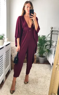 Best Pirce ???? Bullet Mina Batwing Jumpsuit In Wine ????