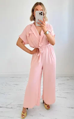 Best Pirce ???? IKRUSH Cindy Tie Waist Jumpsuit In Pink ????