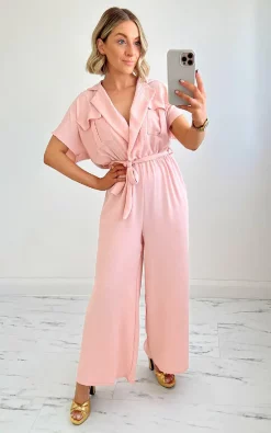Best Pirce ???? IKRUSH Cindy Tie Waist Jumpsuit In Pink ???? -Jolie Moi shop unnamed file 478