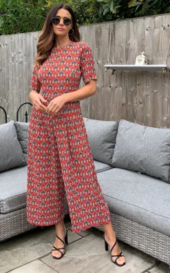 Budget ???? Traffic People Furious Fanfare Printed Bianca Jumpsuit In Red ???? -Jolie Moi shop unnamed file 496