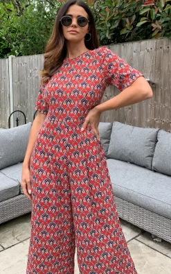 Budget ???? Traffic People Furious Fanfare Printed Bianca Jumpsuit In Red ???? -Jolie Moi shop unnamed file 497