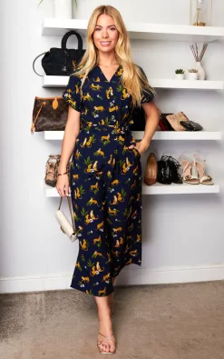 Hot Sale ⭐ Yumi Recycled Cheetah Jumpsuit In Navy ????
