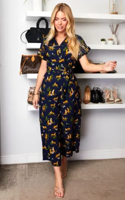 Hot Sale ⭐ Yumi Recycled Cheetah Jumpsuit In Navy ???? -Jolie Moi shop unnamed file 506