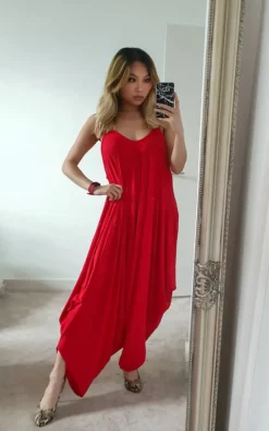 Hot Sale ???? GIGILAND UK Red Saints Plain Maxi Harem Oversized Jumpsuit ???? Dress ⌛