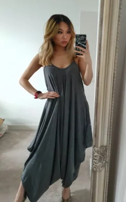 Hot Sale ???? GIGILAND UK Charcoal Grey Saints Plain Maxi Harem Oversized Jumpsuit ???? Dress ????