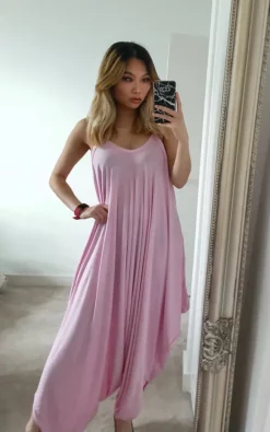 Coupon ???? GIGILAND UK Pink Saints Plain Maxi Harem Oversized Jumpsuit ???? Dress ????