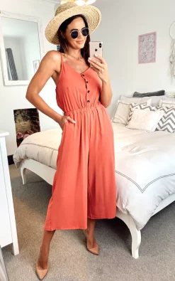 Brand new ???? Shikha London Strappy Crop Wide Leg Culottes Jumpsuit Rust ✨