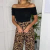 Flash Sale ???? AX Paris Brown Animal Print 2 In 1 Bardot Jumpsuit ????