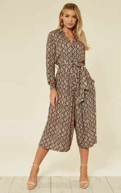 Hot Sale ???? Ruby Rocks Culotte ???? Shirt Jumpsuit Snake Print Brown ❤️
