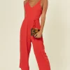 Best deal ???? Stardust + Steel Red Strappy Culotte Jumpsuit With Waist Tie ????