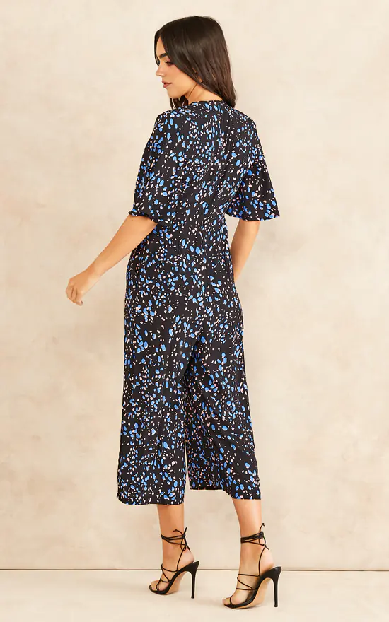Hot Sale ✨ Bella And Blue Kimono Knot Top Culotte Jumpsuit In Black With Blue Print ???? 4 Hot Sale ✨ Bella And Blue Kimono Knot Top Culotte Jumpsuit In Black With Blue Print ???? - Image 4