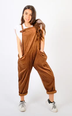 Best Pirce ???? Pinstripe Corduroy Bow Tie Detailed Dunagrees In Brown ????