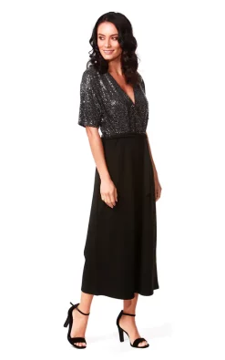Outlet ???? Want That Trend Elsa Sequin Cropped Jumpsuit In Black ????