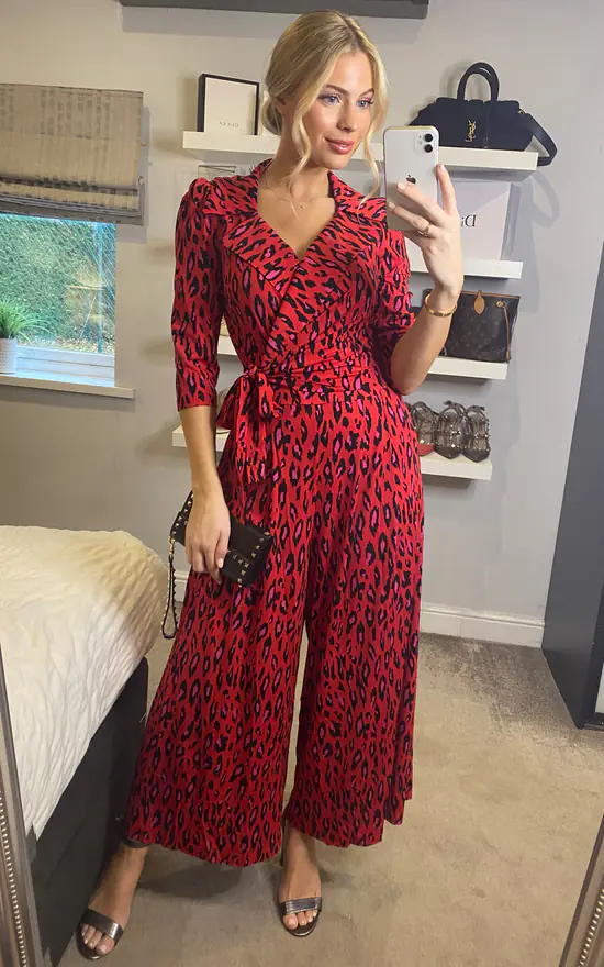 Top 10 ❤️ Jolie Moi Melissa Jumpsuit, Red Animal ???? 2 Top 10 ❤️ Jolie Moi Melissa Jumpsuit, Red Animal ???? - Image 2