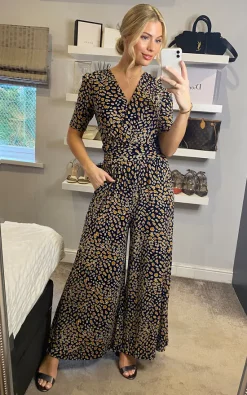 Wholesale ⭐ Jolie Moi Bailee Wide Leg Jumpsuit, Brown Animal ????