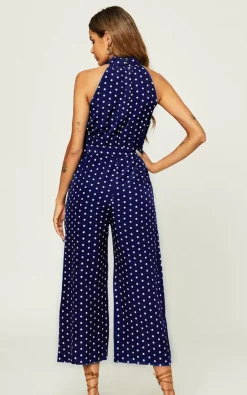 Best deal ???? FS Collection High Neck Jumpsuit In Navy Polka Dot ???? -Jolie Moi shop unnamed file 800