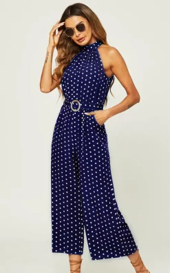 Best deal ???? FS Collection High Neck Jumpsuit In Navy Polka Dot ???? -Jolie Moi shop unnamed file 801