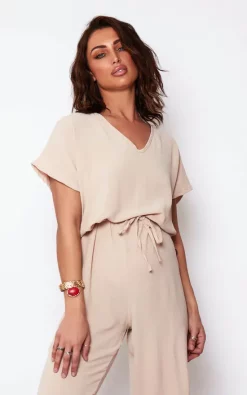 Wholesale ✔️ The Fashion Bible Greta Beige V Neck Jumpsuit ????